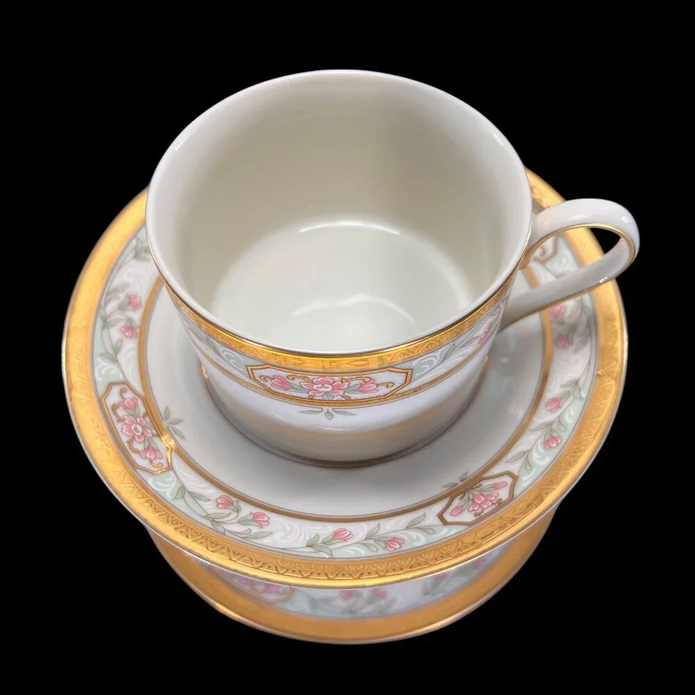 Vtg Mikasa Merrick Cup and Saucer Set Of 2 L5517 Floral Gold Trim Japan - Picture 5 of 12